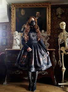 Dance Macabre Dress  (Black, white, red , blue )