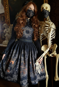 Dance Macabre Dress  (Black, white, red , blue )