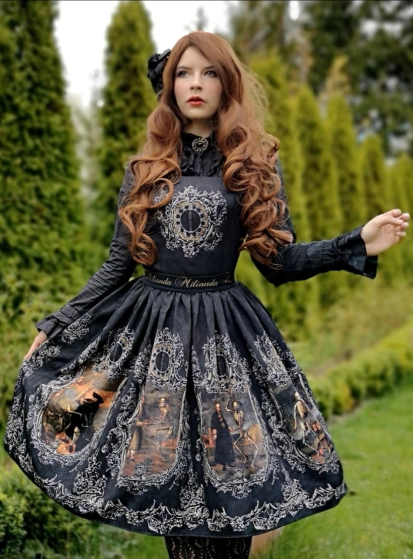 Dance Macabre Dress  (Black, white, red , blue )